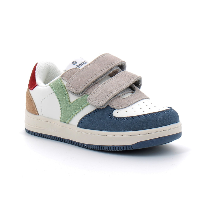 Basket à scratch pour enfant TIEMPO SCRATCH CUIR FENDU MULTICOLORE